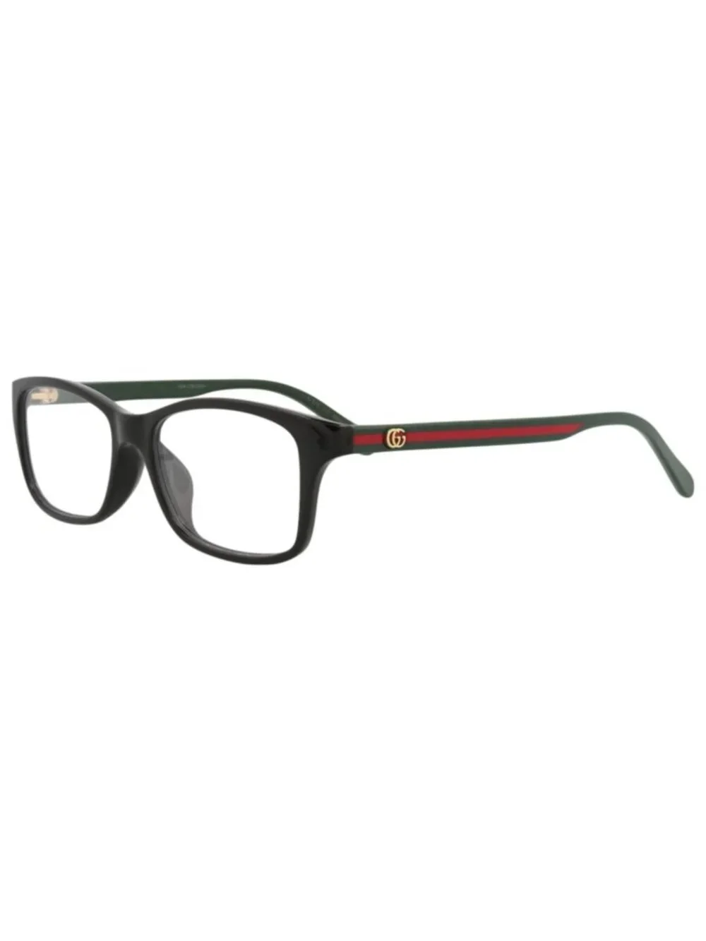 New Gucci Women's Eyeglasses Square Rectangle Injection Frame Black Green